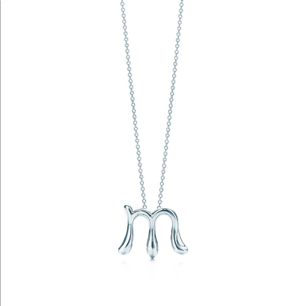 TIFFANY & CO sterling silver M initial necklace